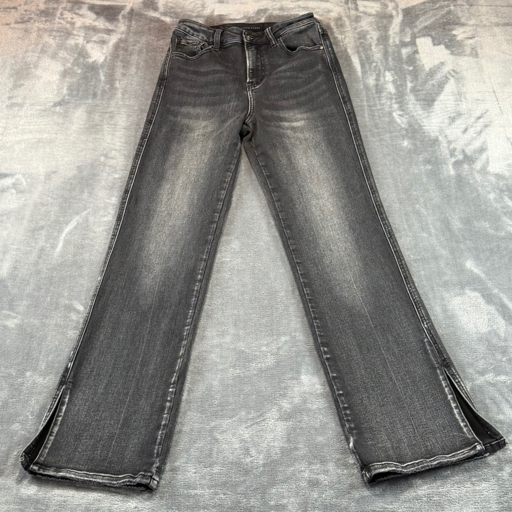 Risen Jeans Womens Size 3/26 Faded Black High Rise Straight Side Slit RDP5183